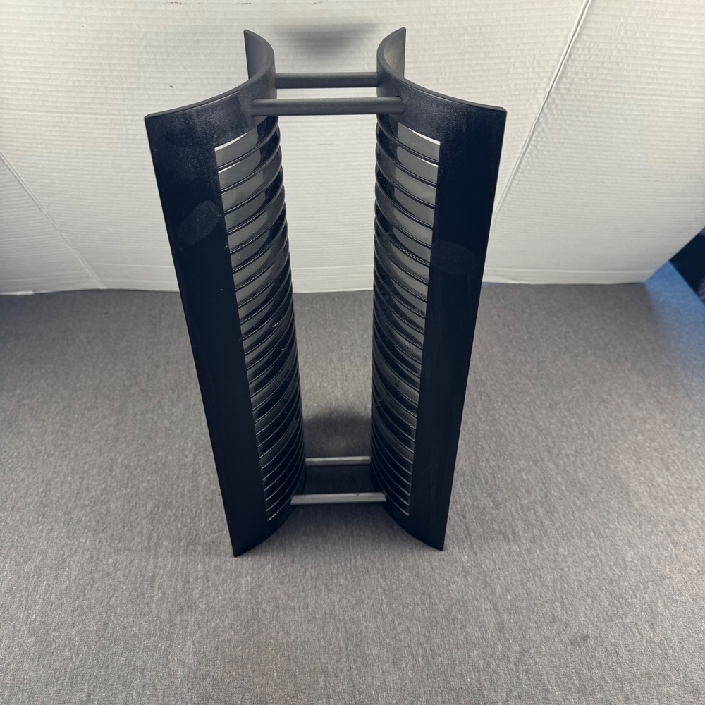 Black Plastic CD Storage Tower Vertical Media Rack 40 Capacity Jewel Case Holder